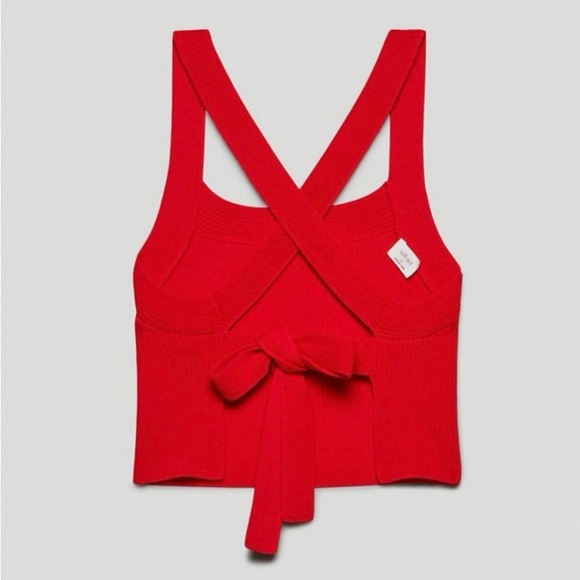 Aritzia Cayenne Red Strappy knit crop top - Picture 6 of 10
